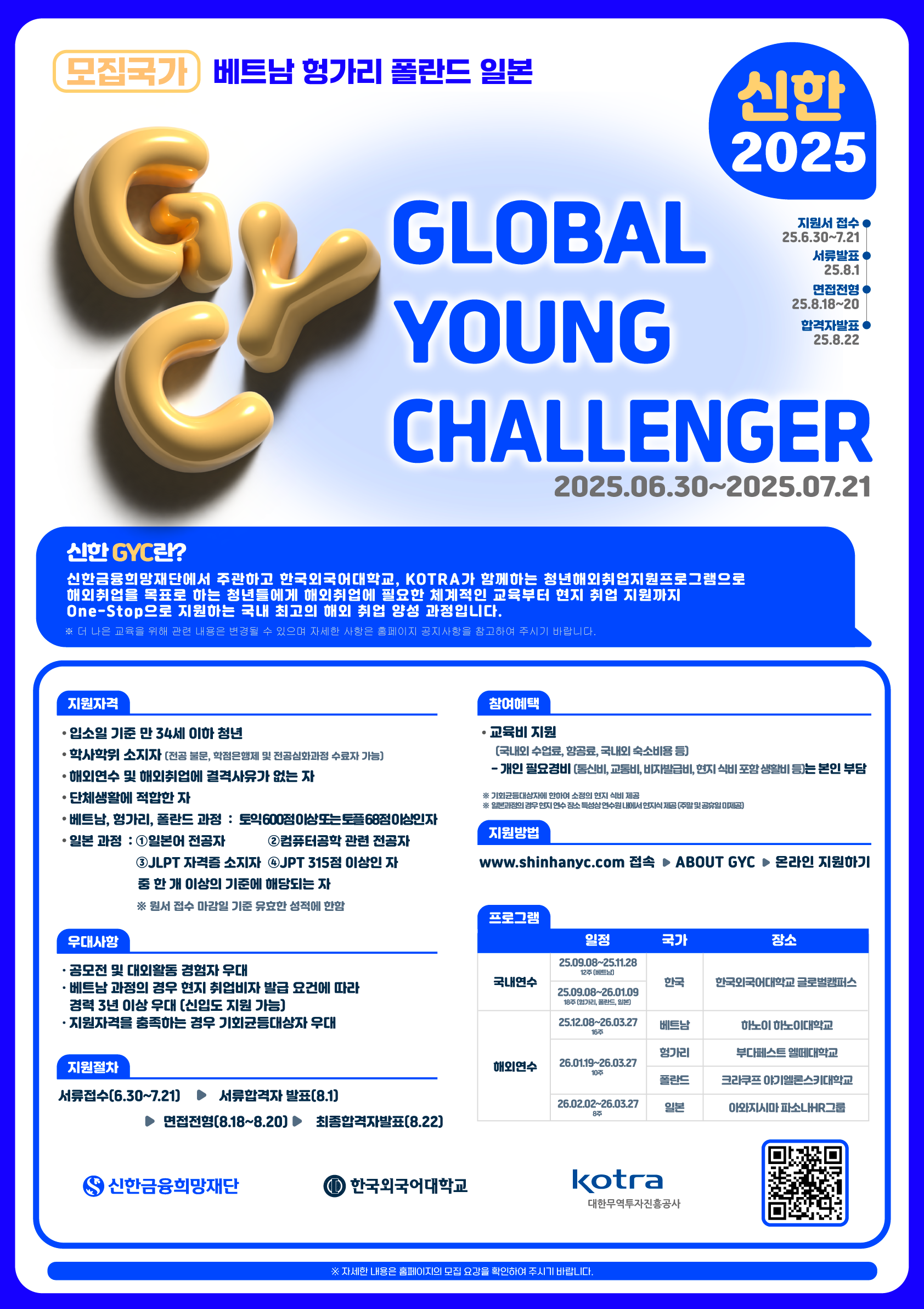 [신한금융희망재단] 신한 Global Young Challenger 7기 모집 (6/30~7/21) 이미지